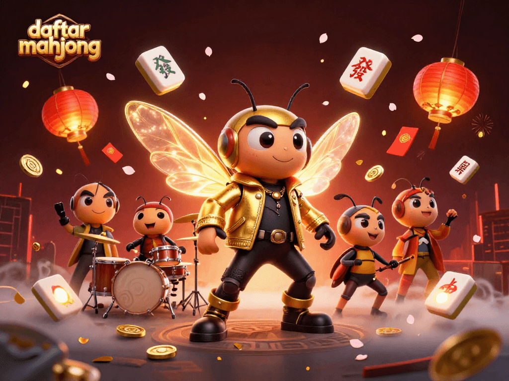 Engage in daftar mahjong with a vibrant 3D illustration showcasing action and festive elements.