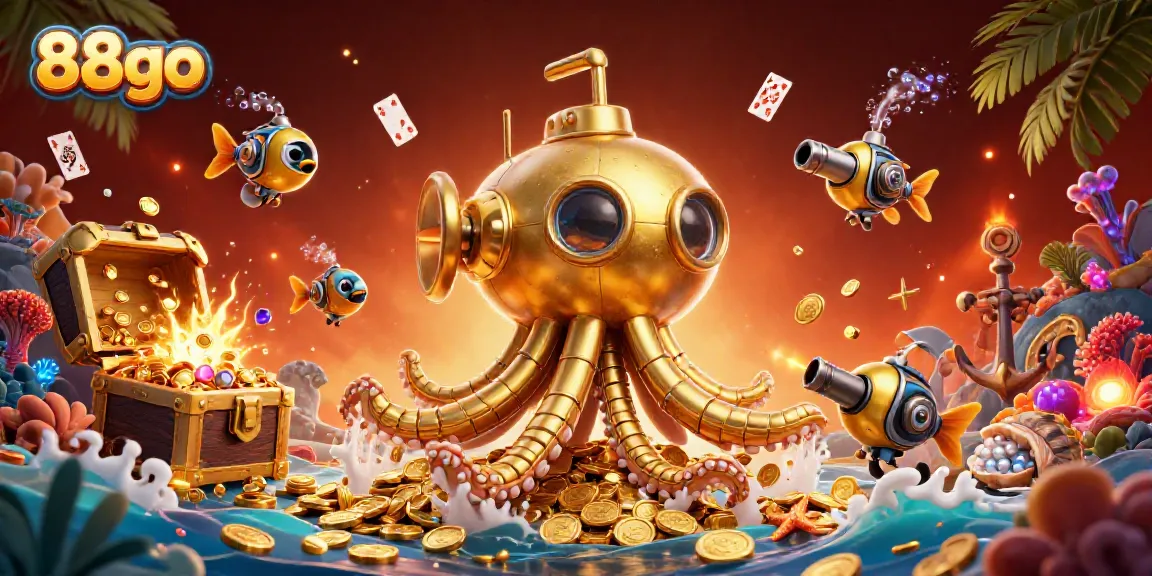 Experience thrilling wins with 88go as the golden kraken surfaces through a treasure-filled underwater casino.