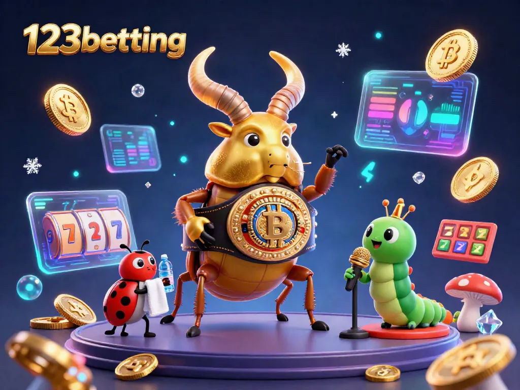 Engage with the slots action in this vibrant 3D illustration of 123betting featuring characters, coins, and dynamic game elements.