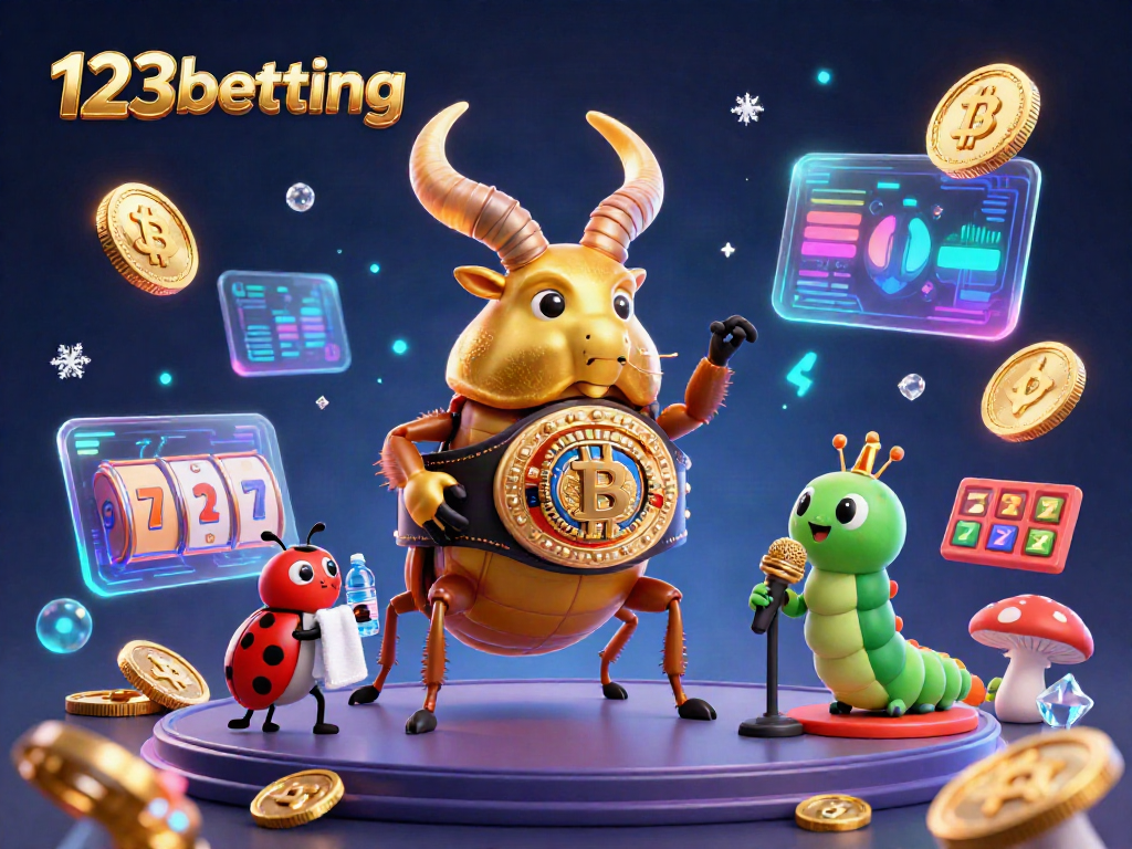 Engage with the slots action in this vibrant 3D illustration of 123betting featuring characters, coins, and dynamic game elements.