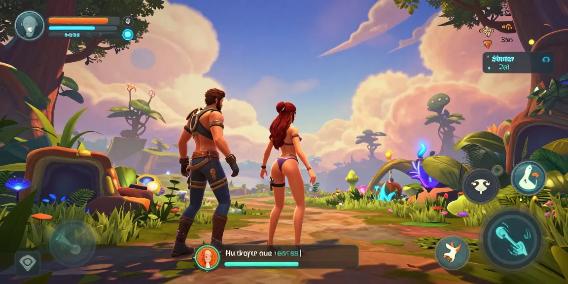 Engaging scene of avatars in a 3D sex simulator game, showcasing fantasy adventure elements.