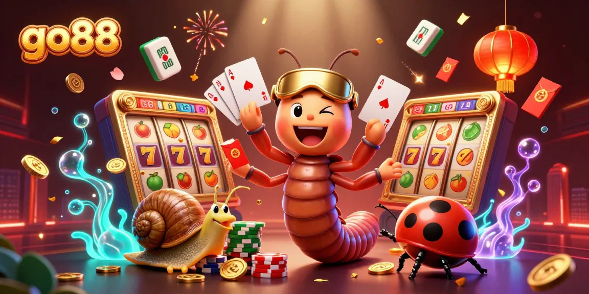 Play and win big with go88 in this immersive casino scene featuring colorful slot elements and lively characters.