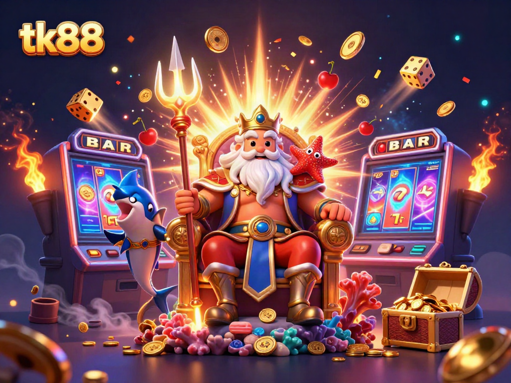 Play exciting games and win big with tk88's vibrant casino adventure in a colorful 3D environment.
