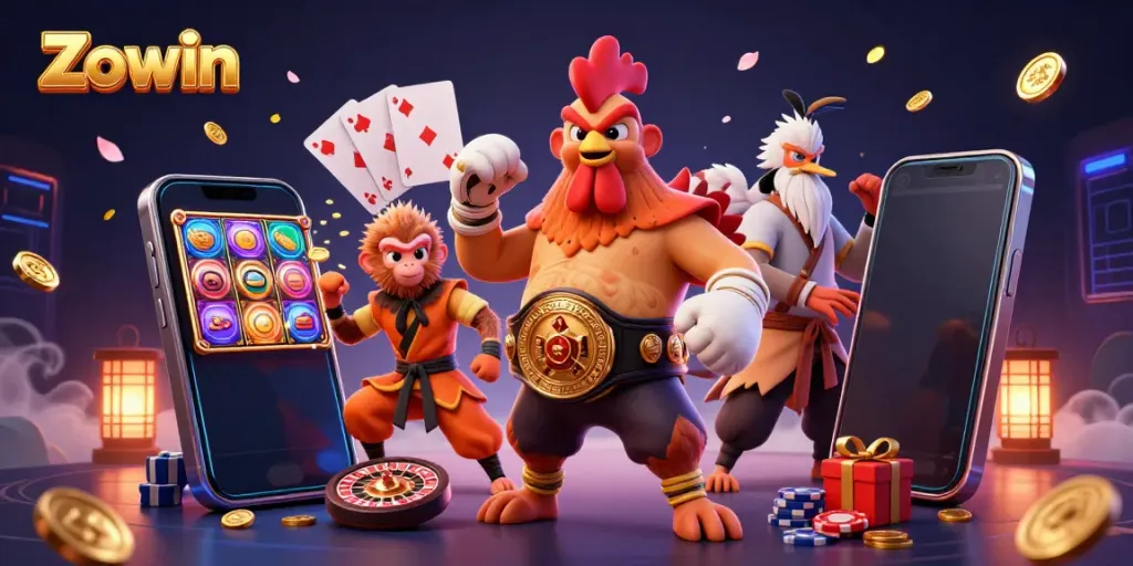 Zowin immerses players in an exciting casino adventure with characters and vibrant gambling elements.