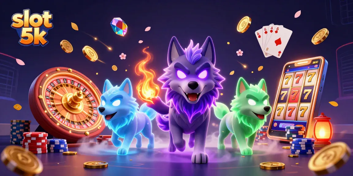 Experience thrilling gameplay with slot 5k, featuring vibrant cartoon characters amidst cascading coins and dazzling slot reels.