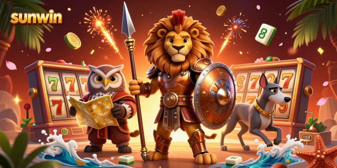 Experience sunwin's exhilarating gaming action with vibrant 3D characters and dynamic casino elements.